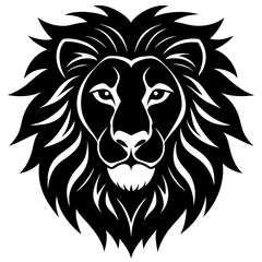 A lion face silhouette vector illustration isolated on white background