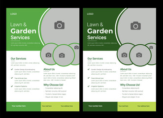 
Lawn mower landscaping garden service flyer brochure cover template. Tree and gardening service poster leaflet design. lawnmower flyer template.
