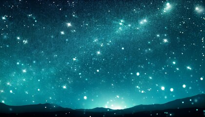 animated turquoise starry night sky background with sparkling particles