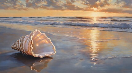 Seashell Sunset Symphony: A Coastal Masterpiece