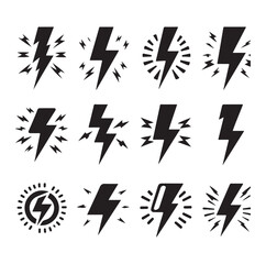 Lightning bolt icons silhouette set Vector Illustration design.
