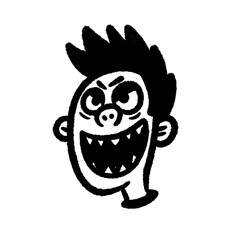 bad person and angry man png cartoon cute handwrite kid and doodle line outline hand-writen clipart element design for decoration design art