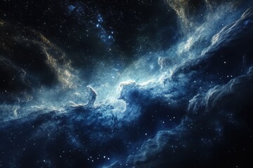 Fototapeta premium Colorful nebula in deep space showcasing swirling gases and distant stars