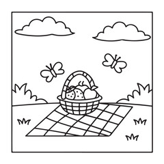 Summer Coloring Pages, bold & easy coloring page, summer background, summer food, Summer vacation, Hand drawn coloring page, Summer set of icons, Travel, beach, summer holidays, Vector illustration