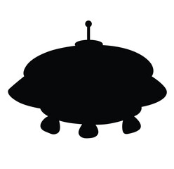 Cute cartoon hand drawn vector UFO silhouette.