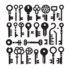 Minimal keys silhouettes vector illustration design.