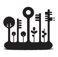 Minimal keys silhouettes vector illustration design.