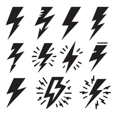 Lightning bolt icons silhouette set Vector Illustration design.