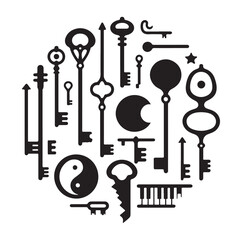 Minimal keys silhouettes vector illustration design.