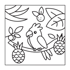 Summer Coloring Pages, bold & easy coloring page, summer background, summer food, Summer vacation, Hand drawn coloring page, Summer set of icons, Travel, beach, summer holidays, Vector illustration