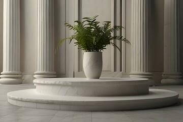 Minimalist plant pots on white tiled countertops showcase a clean, organized design aesthetic Natural textures and simple forms create a serene and calming atmosphere Perfect for modern kitchens