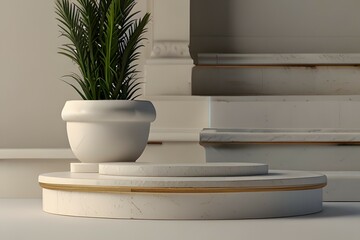 Minimalist plant pots on white tiled countertops showcase a clean, organized design aesthetic Natural textures and simple forms create a serene and calming atmosphere Perfect for modern kitchens