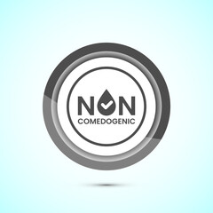 Non comedogenic icon design illustration, non comedogenic label sign. Gray color button design