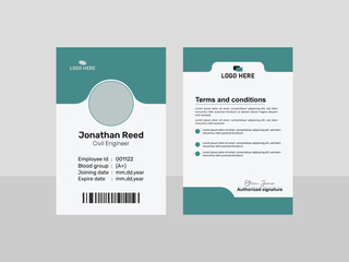 Professional ID Card Template For Civil Engineer  