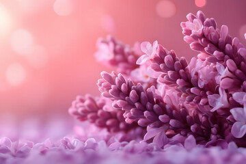 Obraz premium Delicate pink lavender flower cluster with soft bokeh background in romantic setting