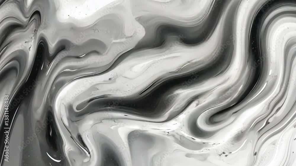 Poster abstract black and white marbled texture with flowing patterns generative ai