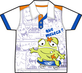 Street Baby Frog on Skateboard