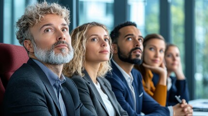 Obraz premium Diverse group of professionals engaged in discussion at conference office setting business environment focused viewpoint