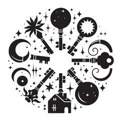 Minimal keys silhouettes vector illustration design.