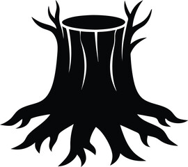 Tree Stump Silhouette Vector for Nature, Logging, and Woodland-Themed Projects