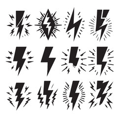 Lightning bolt icons silhouette set Vector Illustration design.