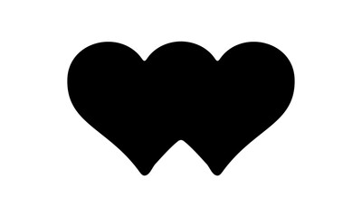 Double Heart Twin Shape Two Black Love Symbol Pair Silhouette Vector Illustration Design