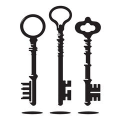 Minimal keys silhouettes vector illustration design.