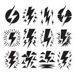 Lightning bolt icons silhouette set Vector Illustration design.