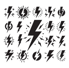 Lightning bolt icons silhouette set Vector Illustration design. © MOHAMMAD