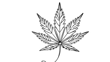 one line drawing of a fresh cannabis leaf