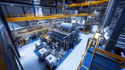Fototapeta premium AI-driven creation of digital replicas for physical assets to simulate, predict, and enhance plant operations.