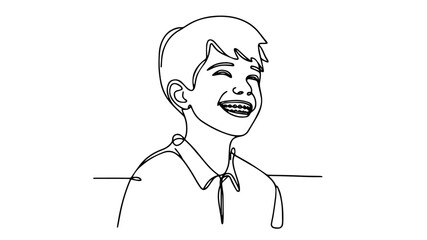 joyful kid smiling one continuous line drawing