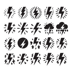 Lightning bolt icons silhouette set Vector Illustration design.