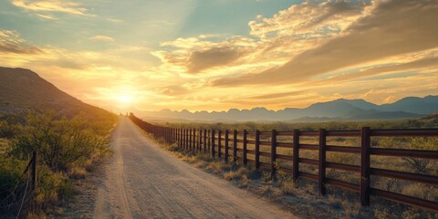 Golden Sunset Country Road