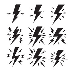 Lightning bolt icons silhouette set Vector Illustration design.