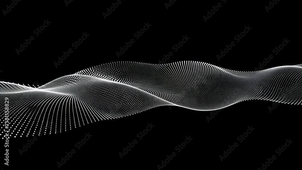 Poster flowing particles create smooth wave lines in abstract design generative ai