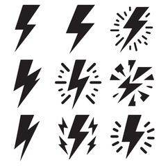 Lightning bolt icons silhouette set Vector Illustration design.