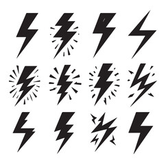 Lightning bolt icons silhouette set Vector Illustration design.
