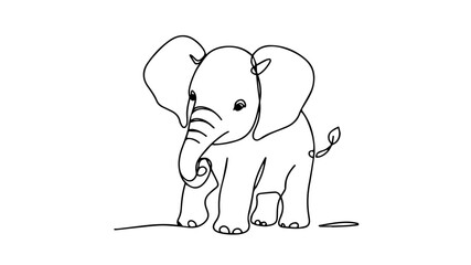  little baby elephant one continuous line drawing
