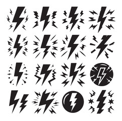 Lightning bolt icons silhouette set Vector Illustration design.