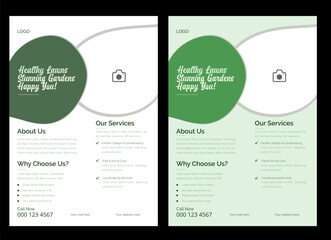 
Lawn mower landscaping garden service flyer brochure cover template. Tree and gardening service poster leaflet design. lawnmower flyer template.
