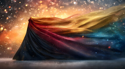 Rainbow Fabric Drape with Sparkles and Glowing Background