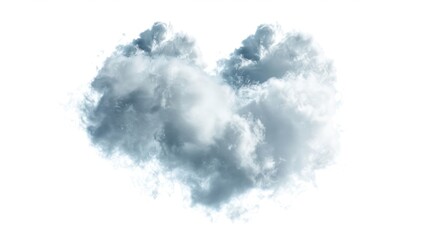 Soft realistic fluffy cloud in heart shape isolated on white background, love symbol