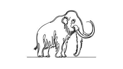 minimalist continuous one line drawing illustration of a mammoth