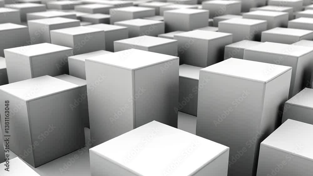 Aufkleber cubical structures arranged in a grid on a white background generative ai