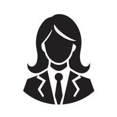Obraz premium Professional businessman woman front view profile silhouette black filled vector Illustration icon