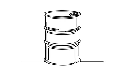 minimalist continuous one line drawing illustration of a realistic oil barrel