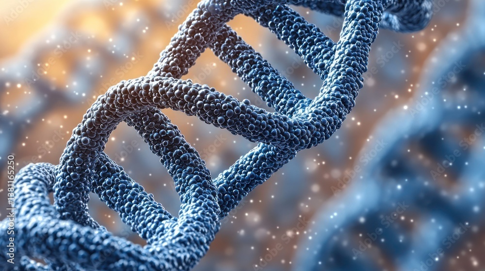 Poster microscopic view of dna double helix: a 3d rendering of genetic code