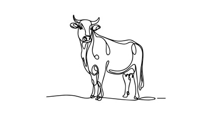cow one continuous line illustration