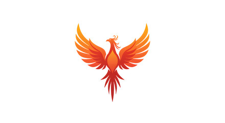 Obraz premium Stylized Phoenix Flying with Wings Open in Orange and Red Design